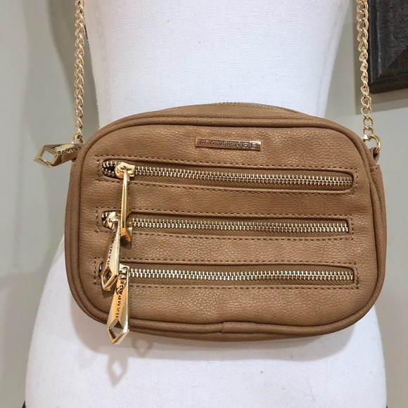 *RAMPAGE* Tan x Gold Chain Crossbody Purse Bag - Picture 2 of 6